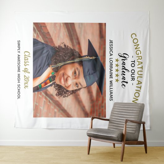 Herzlichen Glückwunsch Custom Foto Graduate Abschl Wandteppich (Beispiel (Horizontal))