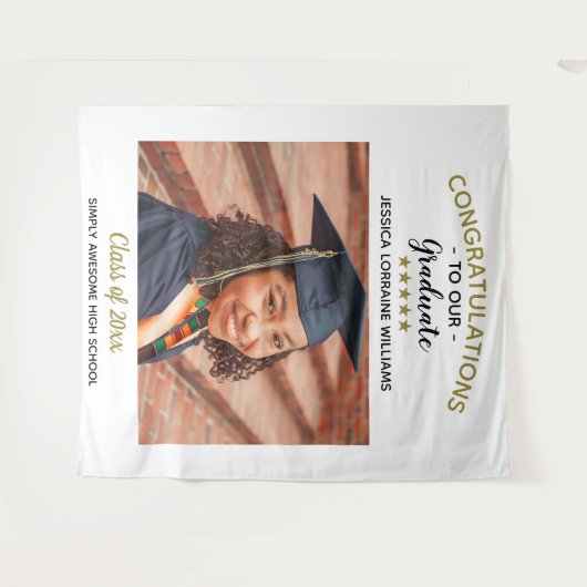 Herzlichen Glückwunsch Custom Foto Graduate Abschl Wandteppich (Vorderseite (Horizontal))