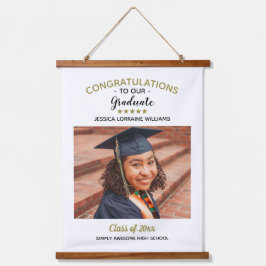 Herzlichen Glückwunsch Custom Foto Graduate Abschl Wandteppich Mit Holzrahmen