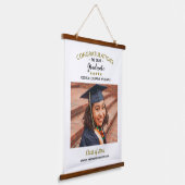 Herzlichen Glückwunsch Custom Foto Graduate Abschl Wandteppich Mit Holzrahmen (Gewinkelt)
