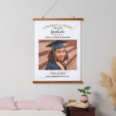 Herzlichen Glückwunsch Custom Foto Graduate Abschl Wandteppich Mit Holzrahmen (Schlafzimmer)