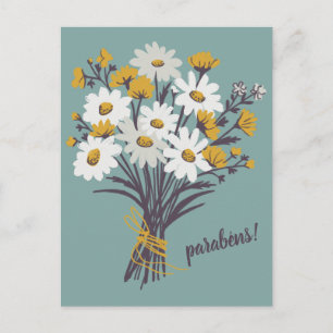 HERZLICHEN GLÜCKWUNSCH Daisy Bouquet  Individuell Postkarte