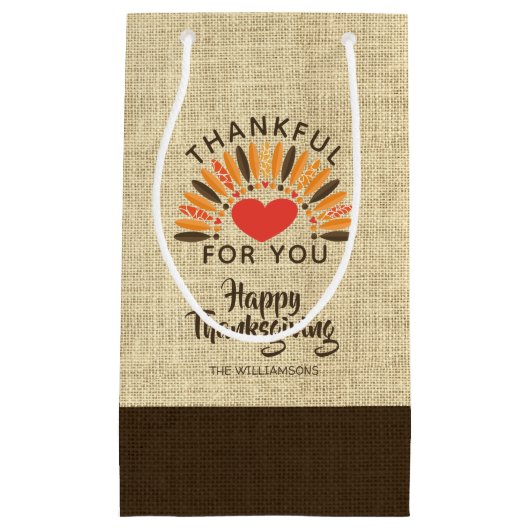 Herzlichen Glückwunsch DANKFUL für EUCH Burlap Kleine Geschenktüte (Vorderseite)