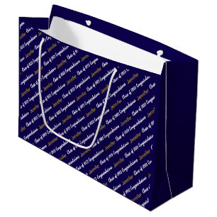 Herzlichen Glückwunsch Dark Blue White Gold Klasse Große Geschenktüte