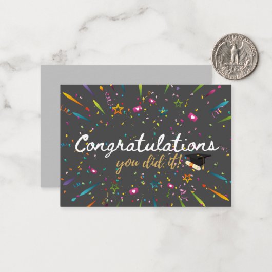 Herzlichen Glückwunsch, dass Sie es Abschluss geta Mitteilungskarte (Vorderseite/Rückseite Beispiel)