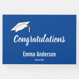 Herzlichen Glückwunsch Deep Blue und White Abschlu Gästebuch