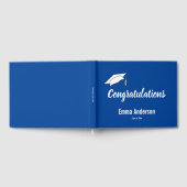 Herzlichen Glückwunsch Deep Blue und White Abschlu Gästebuch (Voll)