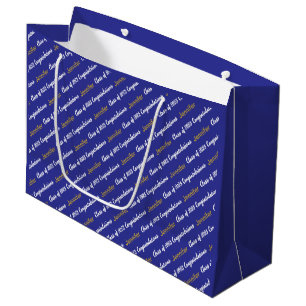 Herzlichen Glückwunsch Deep Blue White Gold Klasse Große Geschenktüte
