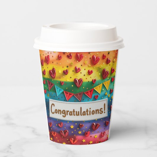 Herzlichen Glückwunsch Digital Art Pappbecher (Rückseite)