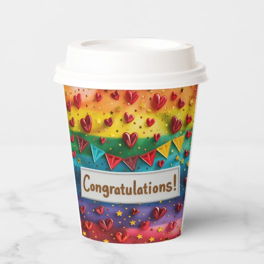 Herzlichen Glückwunsch Digital Art Pappbecher (Vorderseite)