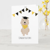Herzlichen Glückwunsch Doodle Dog Graduation Cap Karte (Gelbe Blume)
