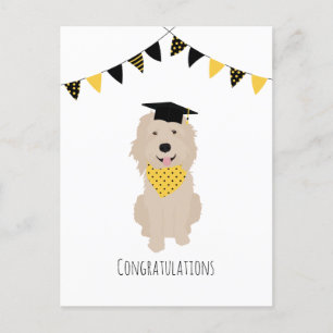 Herzlichen Glückwunsch Doodle Dog Graduation Cap Postkarte