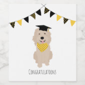 Herzlichen Glückwunsch Doodle Dog Graduation Cap Weinetikett (Einzelnes Label)