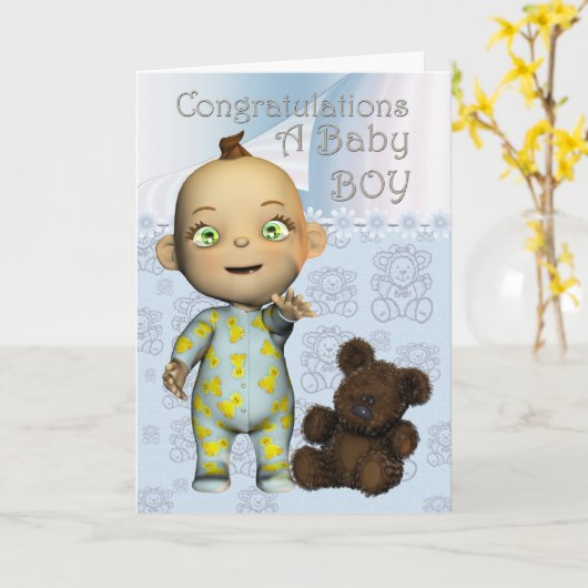 Herzlichen Glückwunsch Eine Babykarte mit Cartoon Karte (Gelbe Blume)