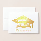 Herzlichen Glückwunsch Eleganter Moderner Gold Cap Folienkarte (Vorderseite mit Umschlag)