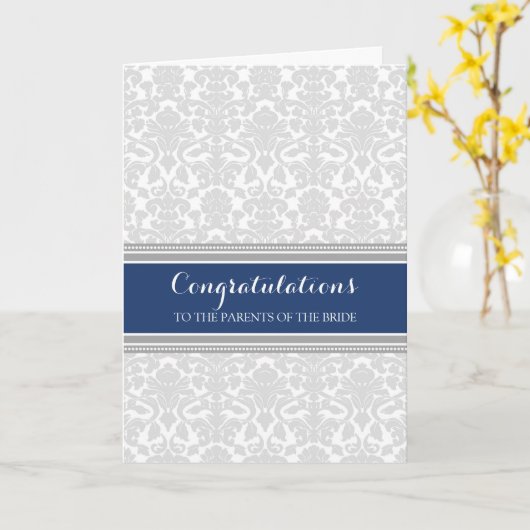 Herzlichen Glückwunsch Eltern der Bride Blue Gray Karte (Gelbe Blume)