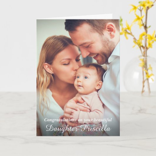 Herzlichen Glückwunsch Eltern Neugeborenes Baby Fo Karte (Gelbe Blume)