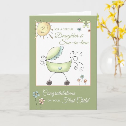 Herzlichen Glückwunsch Erstes Kind - Tochter und S Karte (Gelbe Blume)