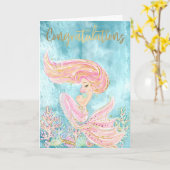 Herzlichen Glückwunsch erwartet Meerjungfrau Karte (Gelbe Blume)