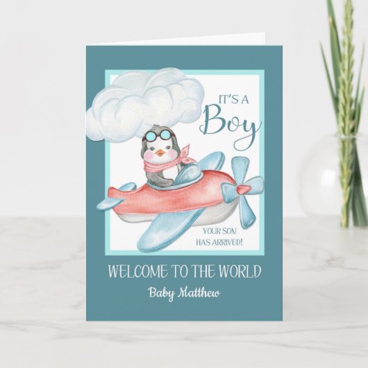 Herzlichen Glückwunsch Es ist ein Junge Individuel Karte (Vorderseite)