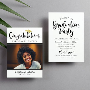 Herzlichen Glückwunsch Foto-Abschlussfeier Goldene Einladung