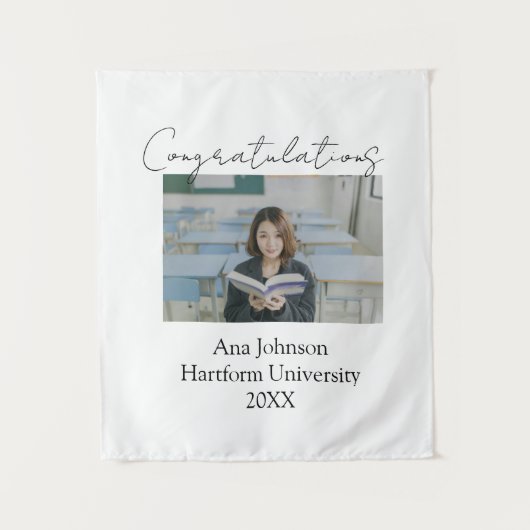 Herzlichen Glückwunsch Foto Absolvent Name Univers Wandteppich (Vorderseite)