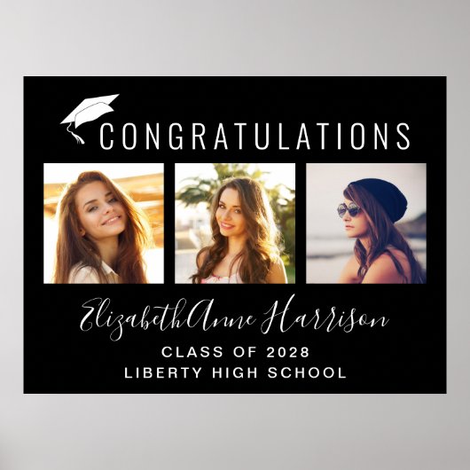 Herzlichen Glückwunsch Foto Black Graduation Party Poster (Vorne)