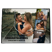 Herzlichen Glückwunsch Foto Collage Black Wedding| Große Geschenktüte (Vorderseite)