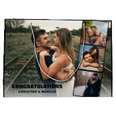 Herzlichen Glückwunsch Foto Collage Black Wedding| Große Geschenktüte (Rückseite)