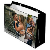 Herzlichen Glückwunsch Foto Collage Black Wedding| Große Geschenktüte (Rückseite Schrägansicht)