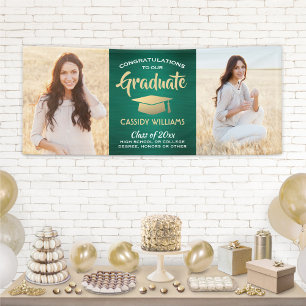 Herzlichen Glückwunsch Foto Grün Gold und Weiß Abs Banner