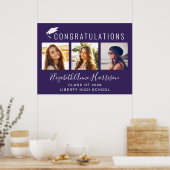 Herzlichen Glückwunsch Foto Lila Graduation Party Poster (Küche)