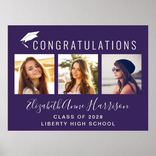 Herzlichen Glückwunsch Foto Lila Graduation Party Poster (Vorne)