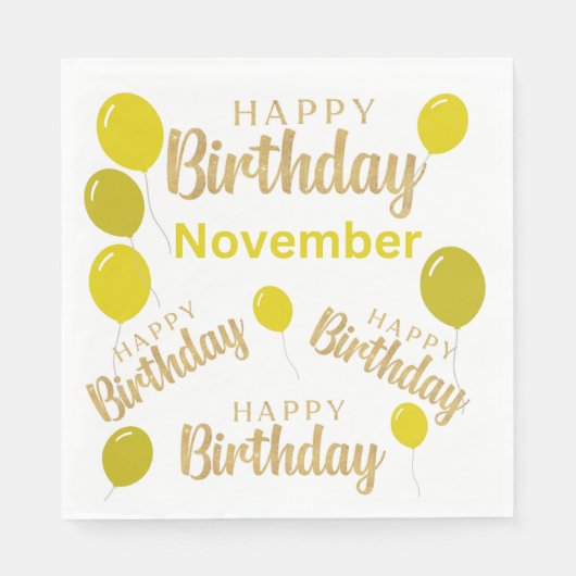 Herzlichen Glückwunsch Geburtstag November Geburts Serviette (Vorderseite)