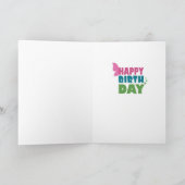 Herzlichen Glückwunsch Geburtstagskarte Grün/Rosa  Karte (Innenseite)