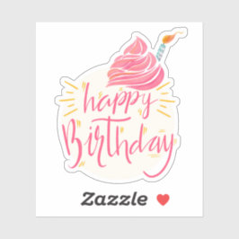 Herzlichen Glückwunsch Geburtstagskuchen Aufkleber