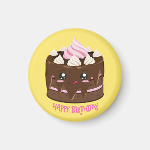 Herzlichen Glückwunsch Geburtstagskuchen, Kawaii, Magnet