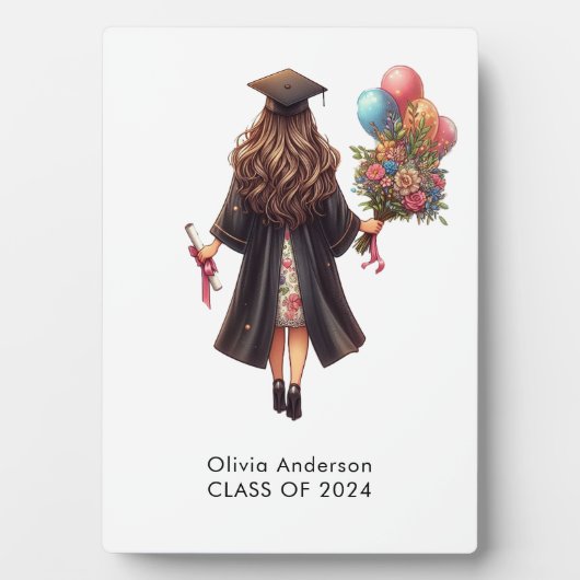 Herzlichen Glückwunsch Girl Watercolor Abschluss Fotoplatte (Vorderseite)