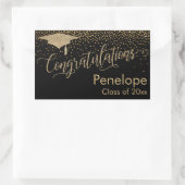 Herzlichen Glückwunsch Gold Confetti Abschluss Bla Rechteckiger Aufkleber (Tasche)