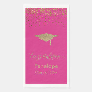 Herzlichen Glückwunsch Gold Confetti Grad Cap Bold Serviette