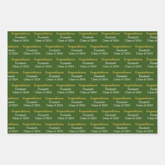 Herzlichen Glückwunsch Gold Dark Green Class of 20 Geschenkpapier Set (Vorderseite 2)