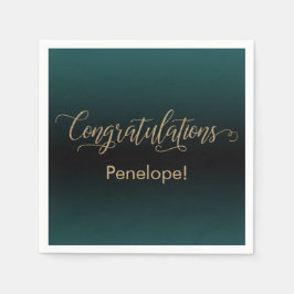 Herzlichen Glückwunsch Gold Glitzer Aquamarin & Bl Serviette