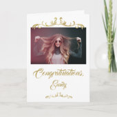 Herzlichen Glückwunsch Gold Ornaments Foto Abschlu Karte (Vorderseite)