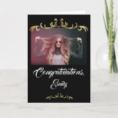 Herzlichen Glückwunsch Gold Ornaments Foto Abschlu Karte (Vorderseite)