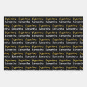 Herzlichen Glückwunsch Gold Script Schwarz-Weiß-Na Geschenkpapier Set (Vorderseite 2)