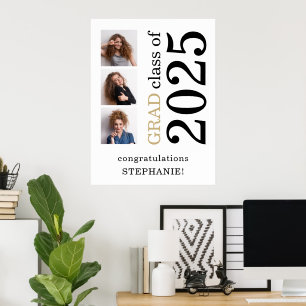 Herzlichen Glückwunsch Grad 2024 Abschluss Name 3 Poster