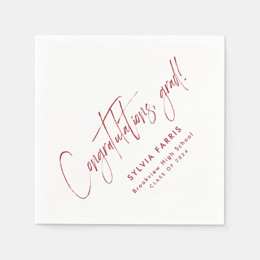 Herzlichen Glückwunsch grad einfache moderne rote Serviette (Vorderseite)