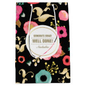 Herzlichen Glückwunsch Grad. Modernes Blumenmuster Mittlere Geschenktüte (Vorderseite)