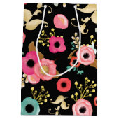 Herzlichen Glückwunsch Grad. Modernes Blumenmuster Mittlere Geschenktüte (Rückseite)