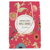 Herzlichen Glückwunsch Grad. Modernes Blumenmuster Mittlere Geschenktüte (Vorderseite)